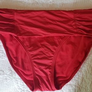Red Bikini Bottom Ruching Panache Medium